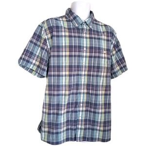 Croft & Barrow Shirt Men's XXL Plaid Button Up Short Sleeve Slim Fit Performance